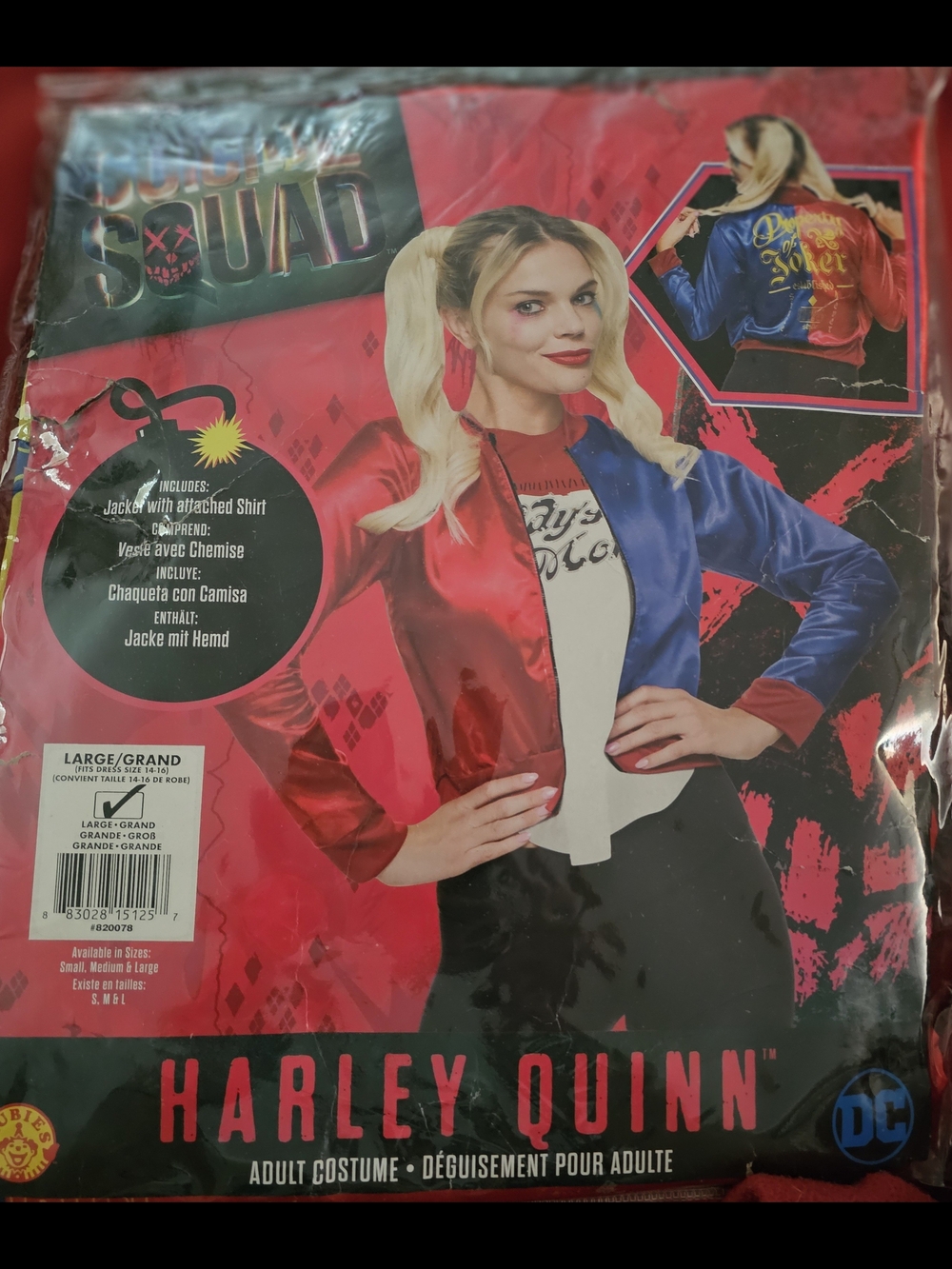 Rubies Harley Quinn Suicide Squad Costume Jacket Shirt Teen Sze Large 14 16 NEW - Picture 3 of 6